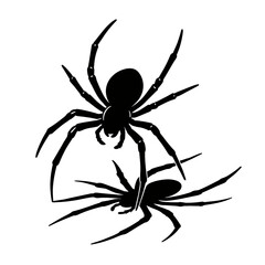 Obraz premium Black Spider Silhouette Vector Illustration Isolated on White Background