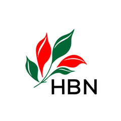 HBN Modern Abstract Leaf Logo Design – HBN Later Logo, Red and Green Nature-Inspired Brand Icon. 
