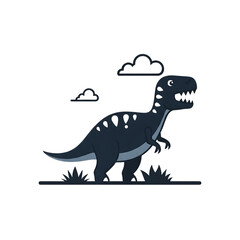 Cartoon dinosaur walking in nature isolated on transparent background