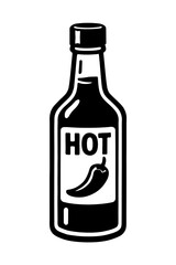 Hot Sauce Bottle Vector Illustration with Chili Pepper - Spicy Food