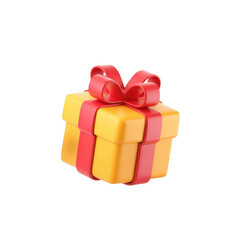 Bright colorful gift box with red ribbon for holiday celebrations and special occasions