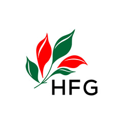 HFG Modern Abstract Leaf Logo Design – HFG Later Logo, Red and Green Nature-Inspired Brand Icon. 
