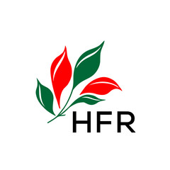 HFR Modern Abstract Leaf Logo Design – HFR Later Logo, Red and Green Nature-Inspired Brand Icon. 
