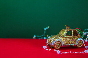 Christmas tree decoration in the form of a golden car