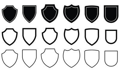 Shield Icon Set Vector Design. Badge quality symbol, sign, logo Shield. Protect shield security line icons. Protect shield security line icons. Vector illustration.
