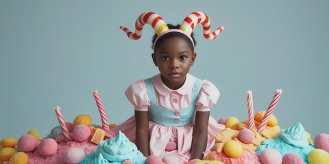 Delightful ice cream party studio child portrait colorful playful whimsical
