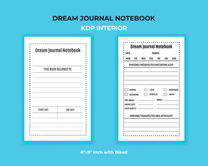 Dream Recording Journal Notebook– KDP Interior for Dream Analysis 