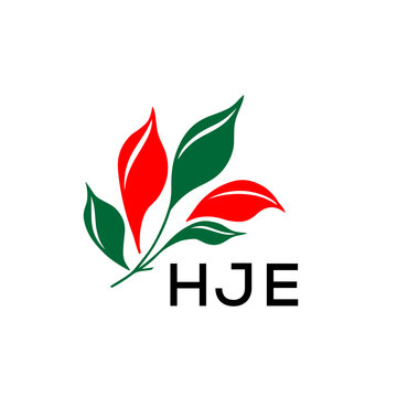 Modern Nature Inspired Logo with Red and Green Leaves, HJE Later Logo, 
