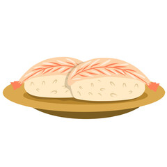 Shrimp Sushi on Wooden Plate illustration 