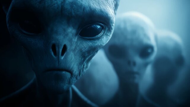 Mysterious encounters with extraterrestrial beings in a dimly lit environment