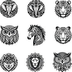 Animal Mandala Svg Bundle, Animal Mandala Silhouette, Animal Mandala DXF, Animal Mandala Cricut