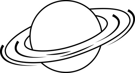 Planet Saturn silhouette outline icon. Planet Saturn with planetary ring vector icons isolated on transparent background. Cosmos and astronomy planet vector illustration.