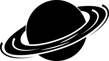Planet Saturn silhouette icon. Planet Saturn with planetary ring vector icons isolated on transparent background. Cosmos and astronomy planet vector illustration.