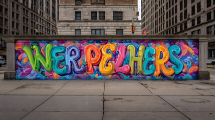 Vibrant street mural with anti-bullying message on urban wall