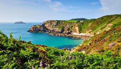 Fototapeta premium Coastal landscape with a cove and cliffs