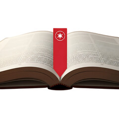 Open book with red bookmark isolated on transparent background