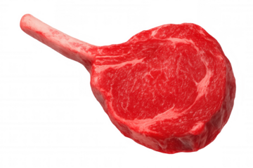 Raw tomahawk steak with bone isolated on transparent background, perfect for food and restaurant visuals