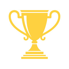 A simple yet elegant golden trophy cup icon, a classic symbol of victory, achievement, and being the first-place winner, vector illustration
