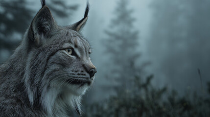 Fototapeta premium lynx in fog