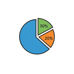 Pie chart showing 30 and 20 segments isolated on transparent background