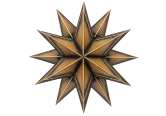 Eleven-Pointed Star: Geometric Bronze Design isolated on transparent background