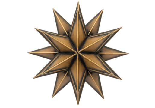 Eleven-Pointed Star: Geometric Bronze Design isolated on transparent background