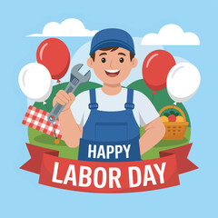 Flat Happy Labor Day illustration background