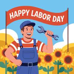 Flat Happy Labor Day illustration background