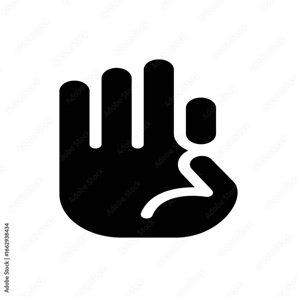 Poster illustration of a black hand showing the number three with the index middle and ring fingers extende