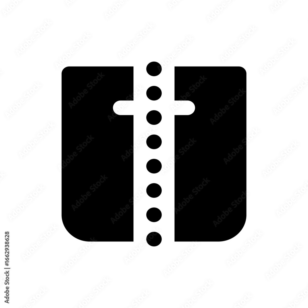 Aufkleber illustration of a black vest with rounded corners and a line of buttons down the center in simple st