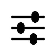 Three horizontal black sliders with circular knobs for adjusting settings and preferences displayed clearly