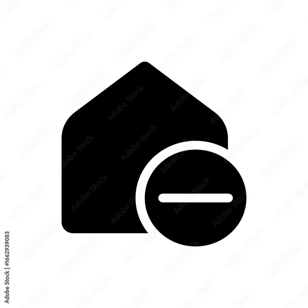 Poster black envelope icon with a white circle containing a horizontal line indicating removal or deletion 
