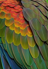 Obraz premium Vibrant Parrot Feathers Close Up