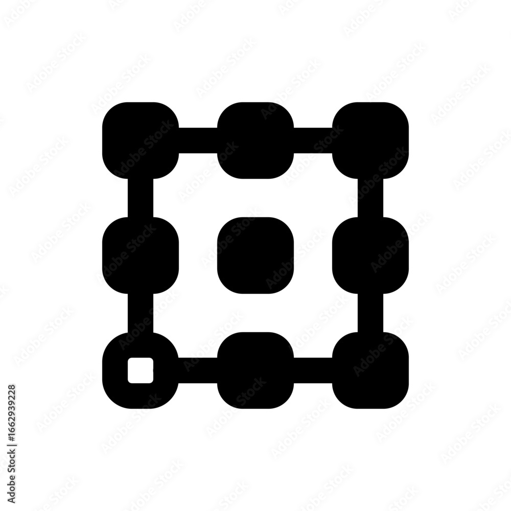 Aufkleber nine black rounded squares arranged in a grid pattern with connecting lines on a white background de