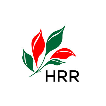 Modern Nature Inspired Logo with Red and Green Leaves, HRR Later Logo, Abstract Botanical Logo with Elegant Typography , 
