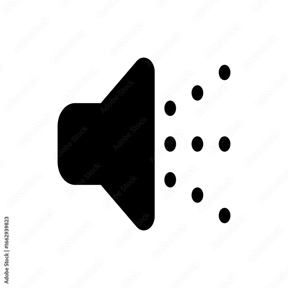 Poster black speaker icon with sound waves emanating from it on a white background in simple vector format