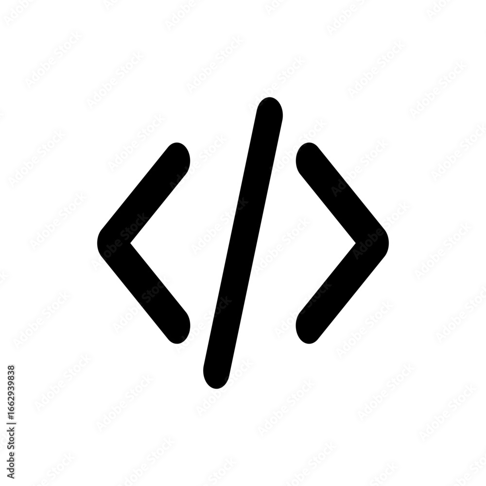 Poster illustration of a coding symbol featuring a less than sign a forward slash and a greater than sign i