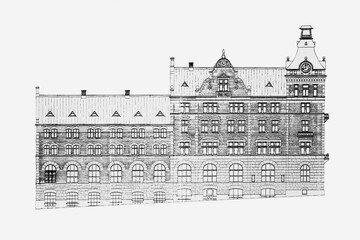 Architectural project of a old multistory building 