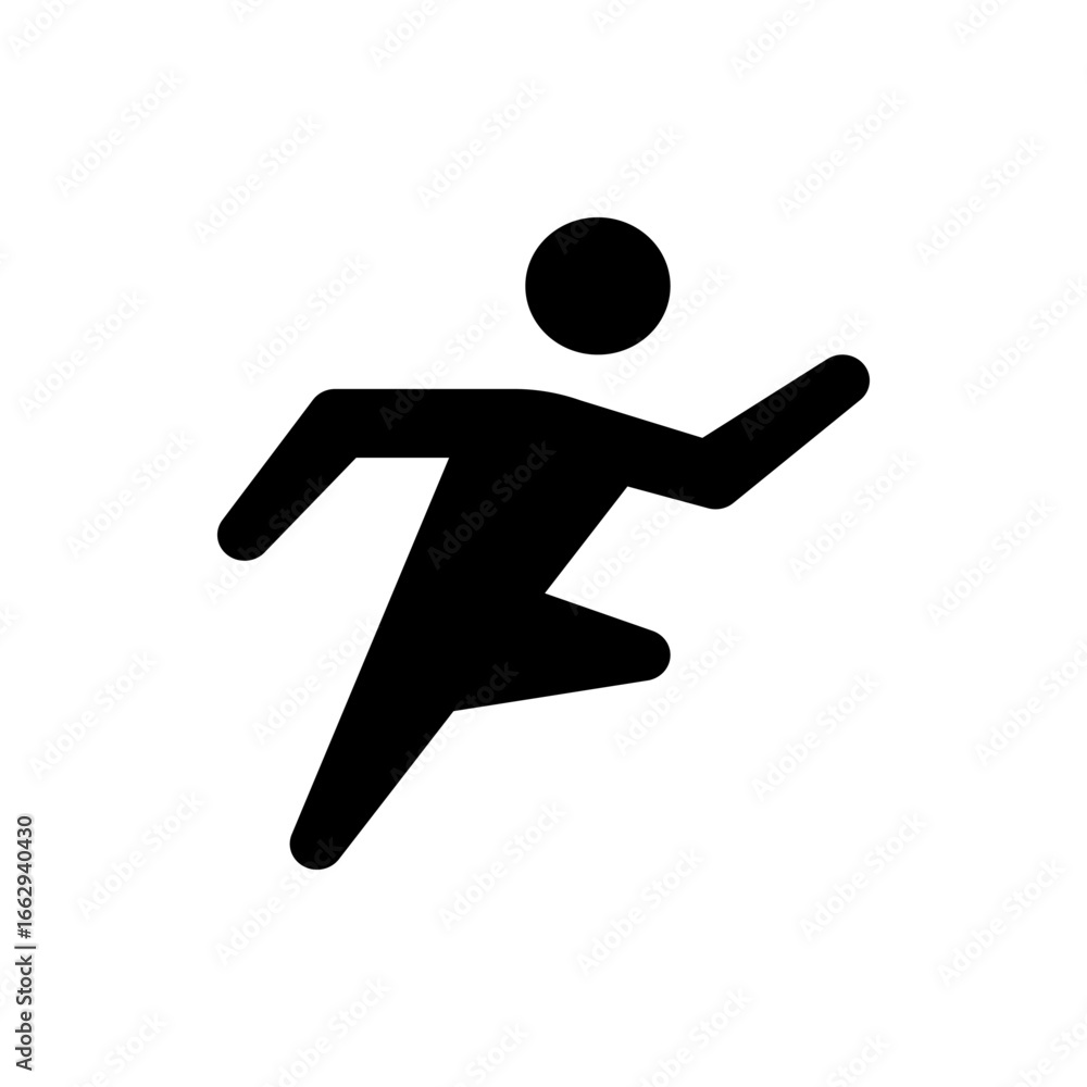 Aufkleber silhouette of a person running with arms extended and one leg forward in a dynamic motion on white b