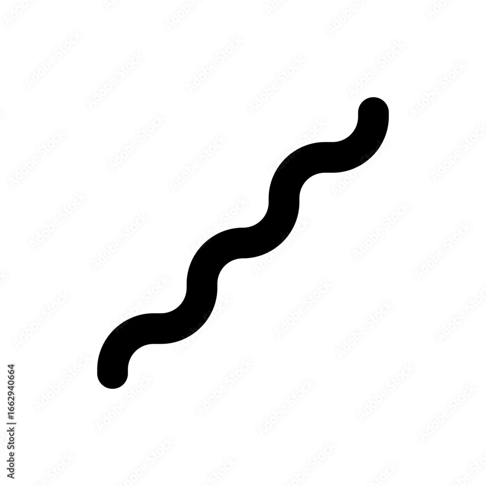Aufkleber illustration of a simple black squiggly line with rounded ends isolated on a white background design