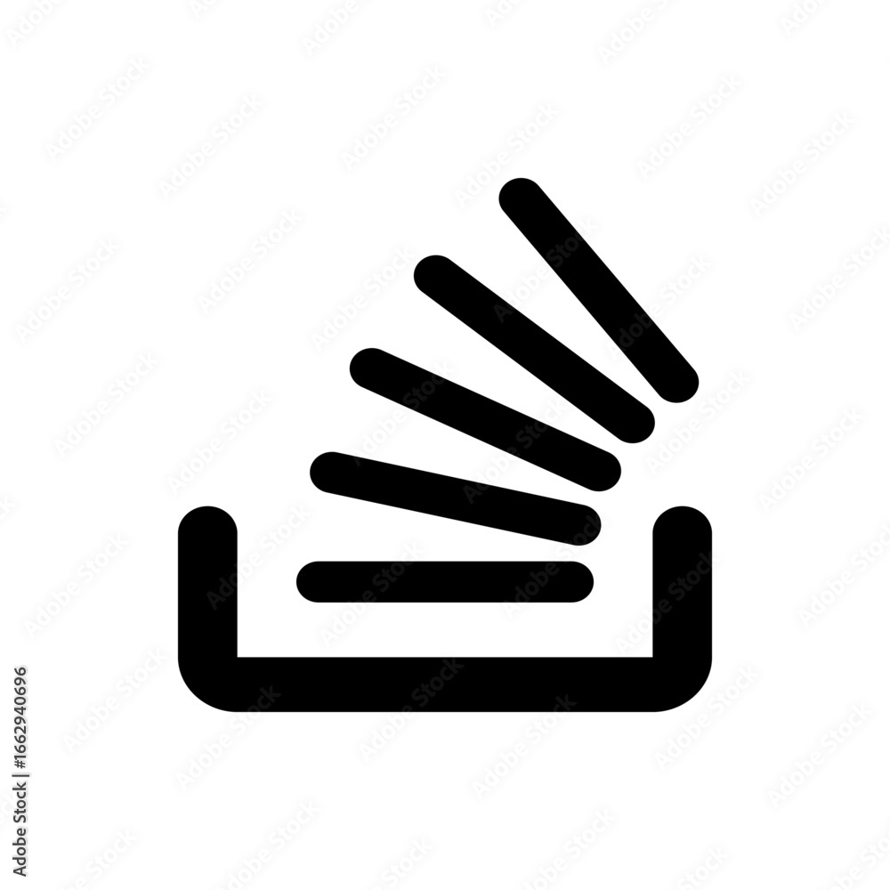 Aufkleber illustration of a container with several horizontal lines stacked above it in a slightly angled posi