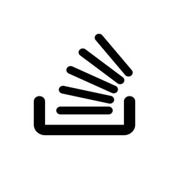 Illustration of a container with several horizontal lines stacked above it in a slightly angled position