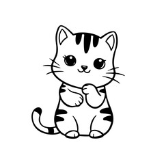 Cute cartoon kitten in a playful pose with stripes and big eyes, perfect for animal lovers