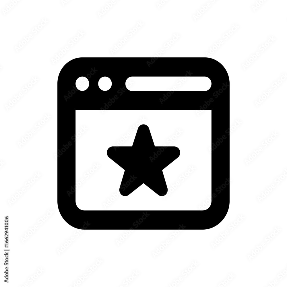 Aufkleber browser window displaying a star icon in the center of the screen with rounded corners and simple de
