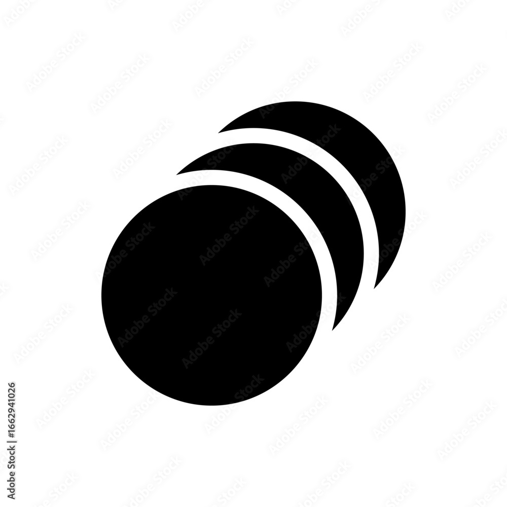 Poster black overlapping circles arranged diagonally creating a layered effect in a simple graphic design s