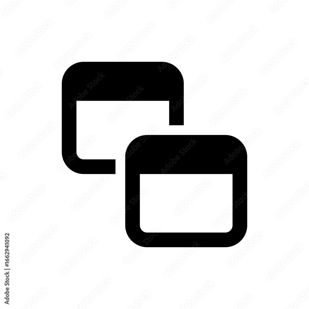 Poster two overlapping rounded rectangle shapes in black and white create a simple graphic design element