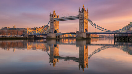 Tower Bridge Over River Thames in London with Colorful Sky Reflections.jpg