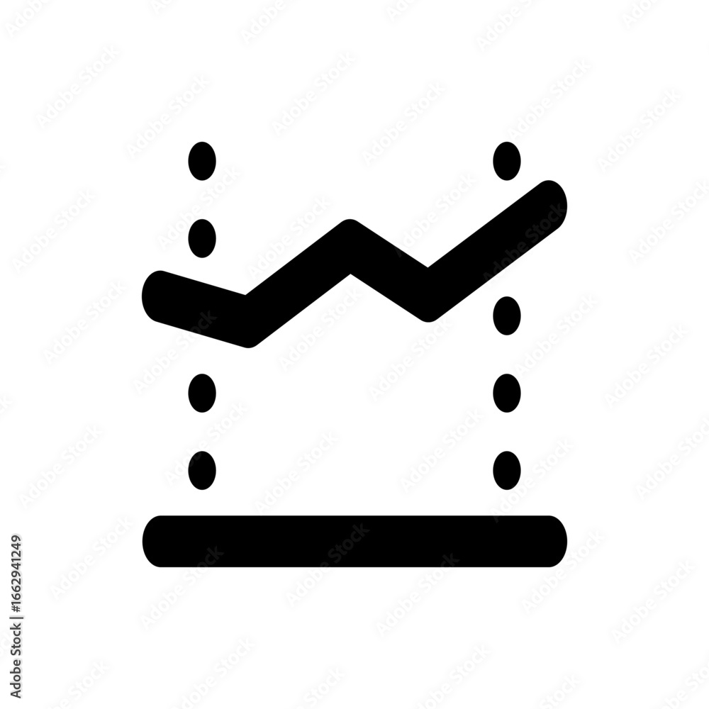 Aufkleber black line graph with peaks and valleys above a horizontal bar and vertical dots on each side aligne