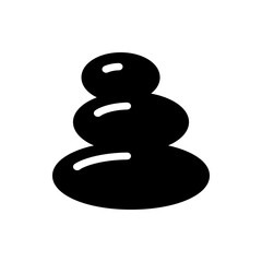 Illustration of a zen stone stack with three smooth black stones balanced on top of each other in harmony