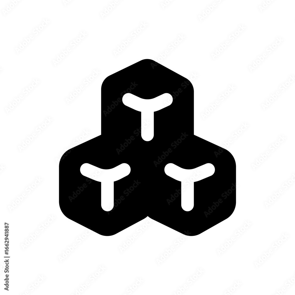 Aufkleber black geometric design featuring three interconnected shapes with y shaped white spaces inside each 